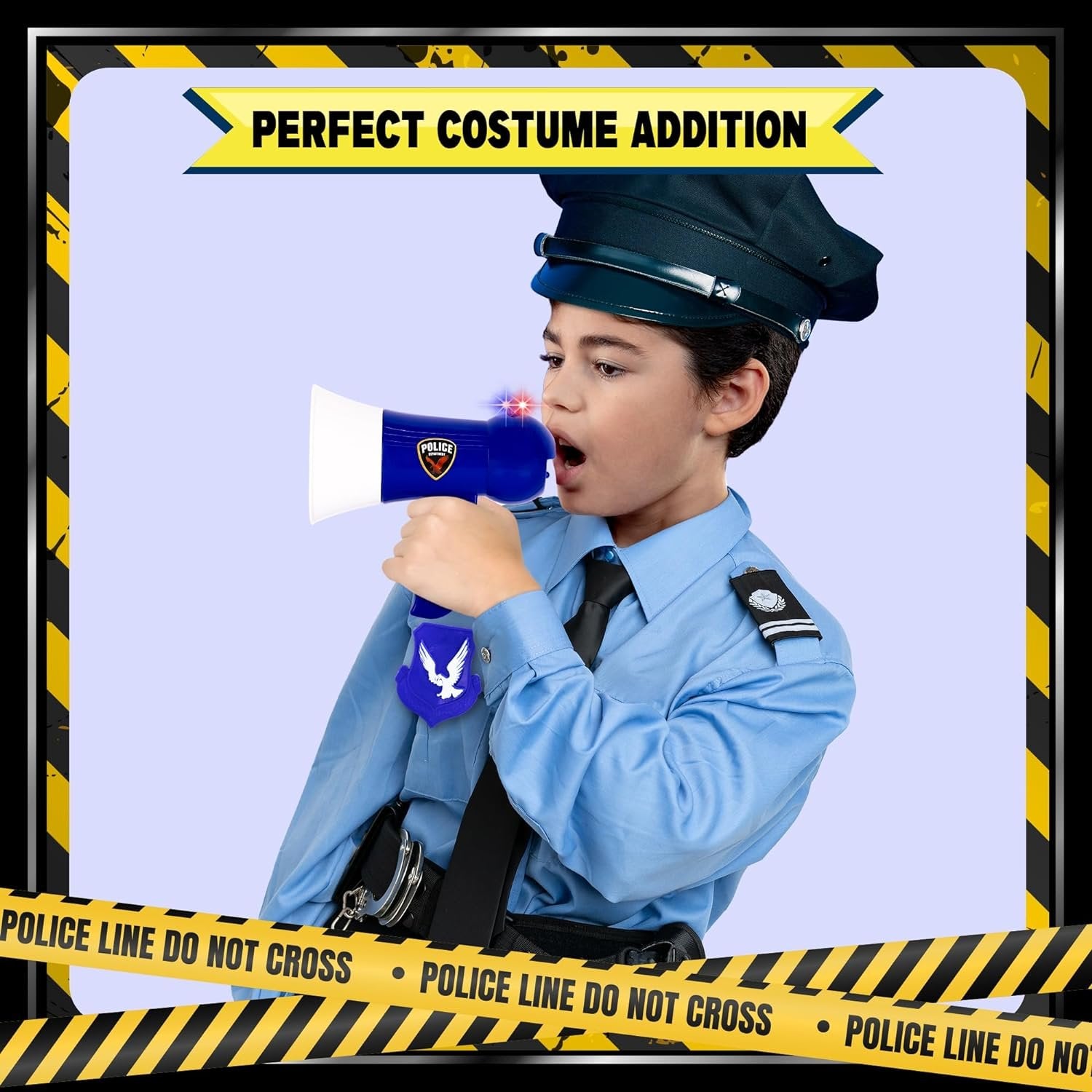 Police Megaphone Toy for Kids - Toy Megaphone with Police Badge - Siren Mode with Flashing Lights - Pretend Play Police Toys for Kids - Cop Costume Accessories for Hours of Fun