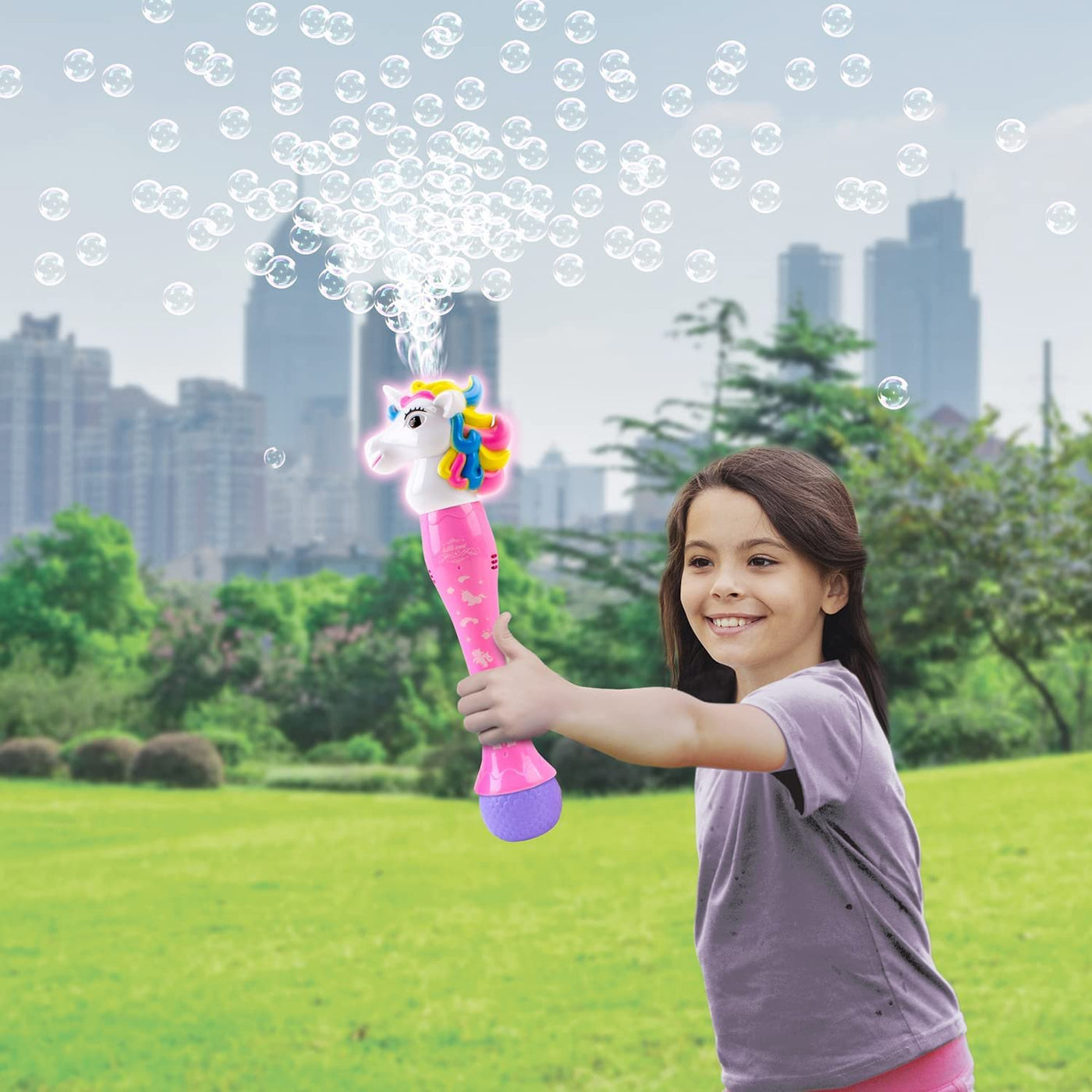 Light Up Unicorn Bubble Blower Wand, 14