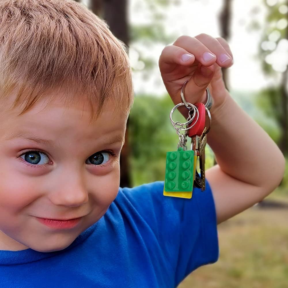 attach keys to kids backpack Building Block Keychains, Set of 12, Fun Key Chains for Backpack, Purs · Art Creativity