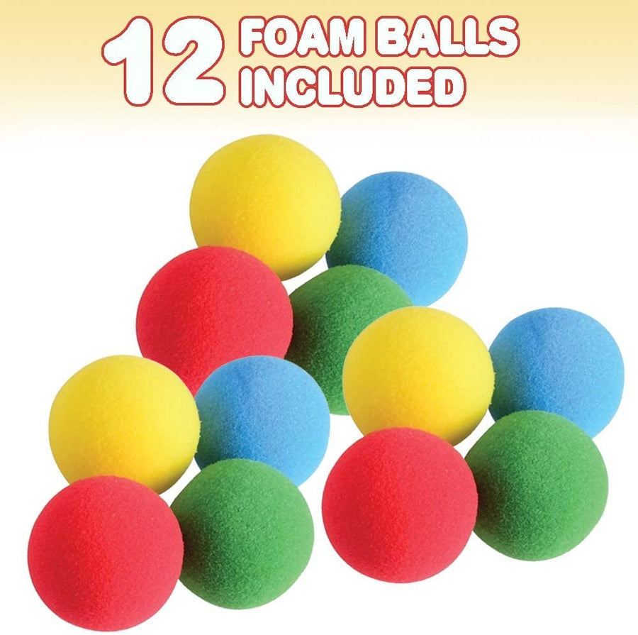 Soft Foam Balls - Pack of 12 - Lightweight Mini Play Balls for Safe Indoor Toys Fun, Vibrant Assorted Colors, Unique Birthday Party Favors for Boys and Girls
