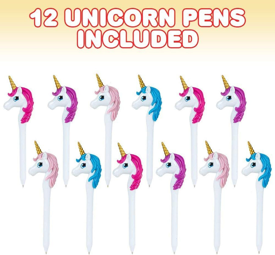 Unicorn Pens for Kids, Set of 12, Unicorn Party Favors for Girls and Boys, Great Writing Performance, Cute Unicorn Stationery School Supplies and Party Bag Fillers