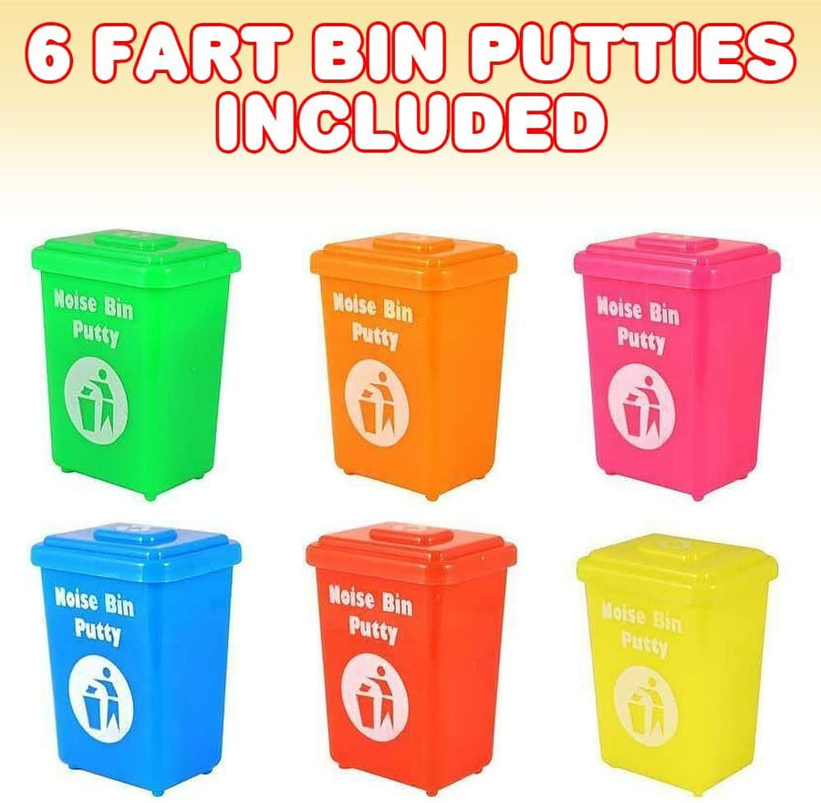 Fart Bin Putty, Set of 6, Assorted Vibrant Colors, Birthday Party Favors, Goodie Bag Stuffers, Noise Slime, Piñata Filler, Funny Prank Toy, for Boys and Girls