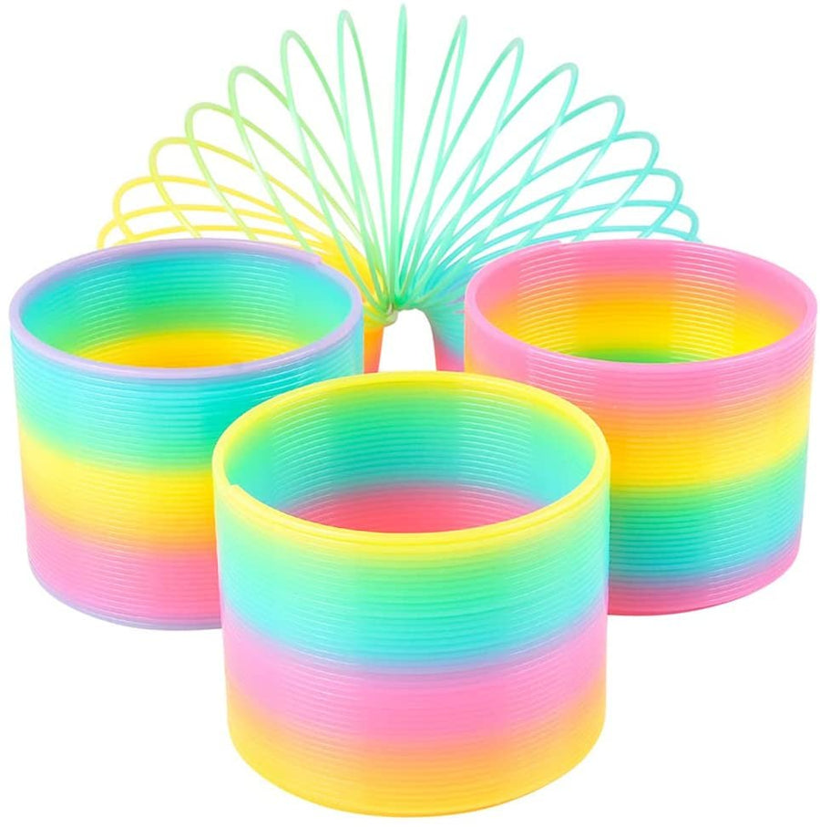Coil Springs for Kids, Set of 4, Fidget Toys in Rainbow Colors, Great for Desktop Fidgeting, Fun Office Toys for Adults, Classic Birthday Party Favors for Boys and Girls