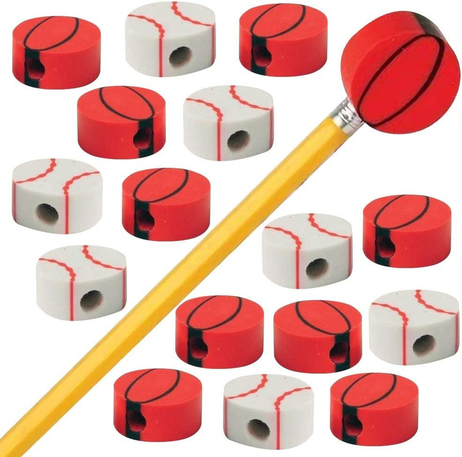 Sports Eraser Pencil Tops, 24 Pcs, Sporty Eraser Caps Toppers, Classroom Prize, Teacher Rewards, Sports Themed Birthday Party Favors, Goody Bag Stuffers for Boys and Girls