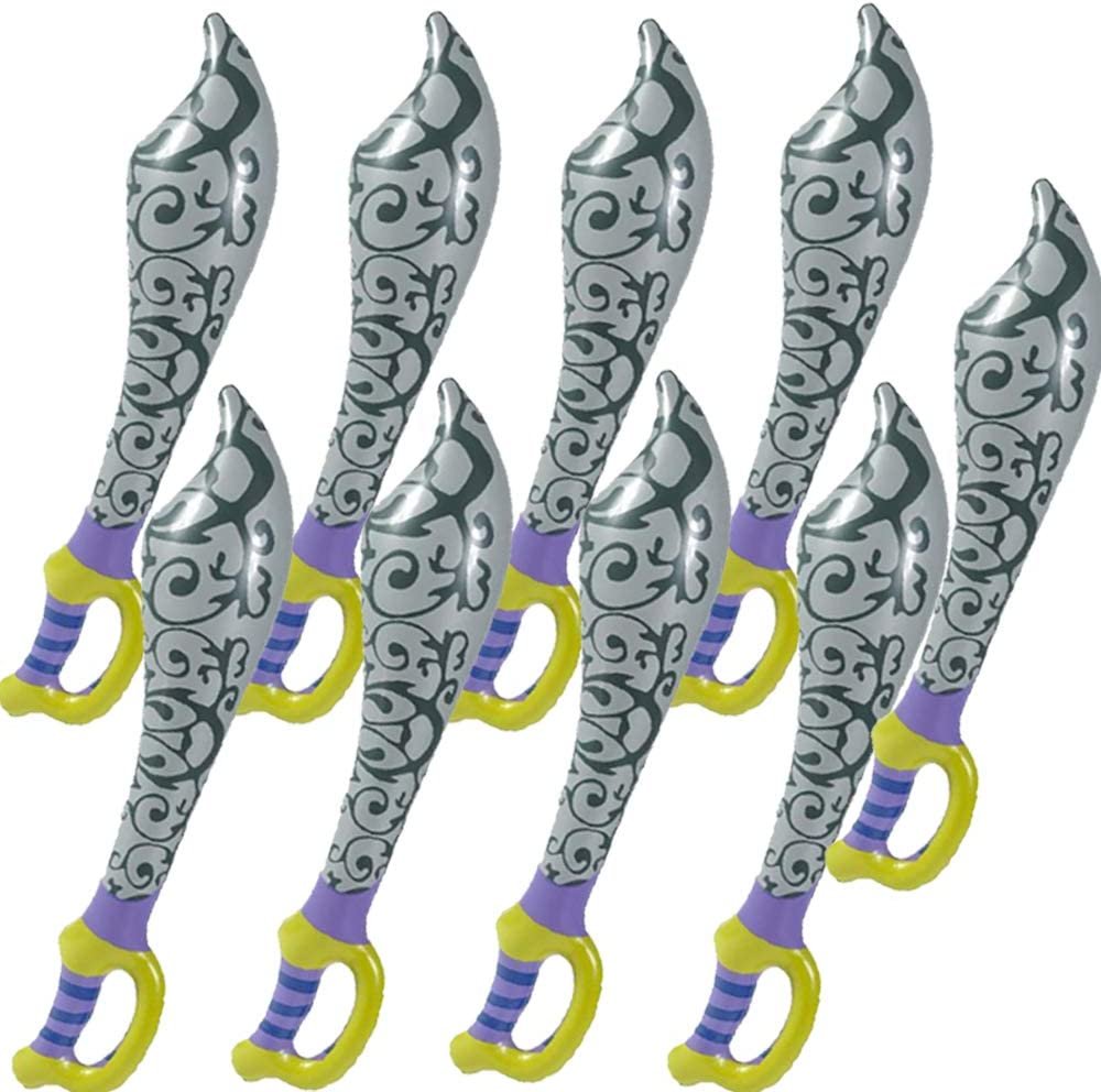 Pirate Sword Inflates - Set of 12 - 24" Inflatable Swords for Pirate Party Supplies, Costume, and Photo Booth Props, Fun Swimming Pool and Bathtub Toys for Boys and Girls
