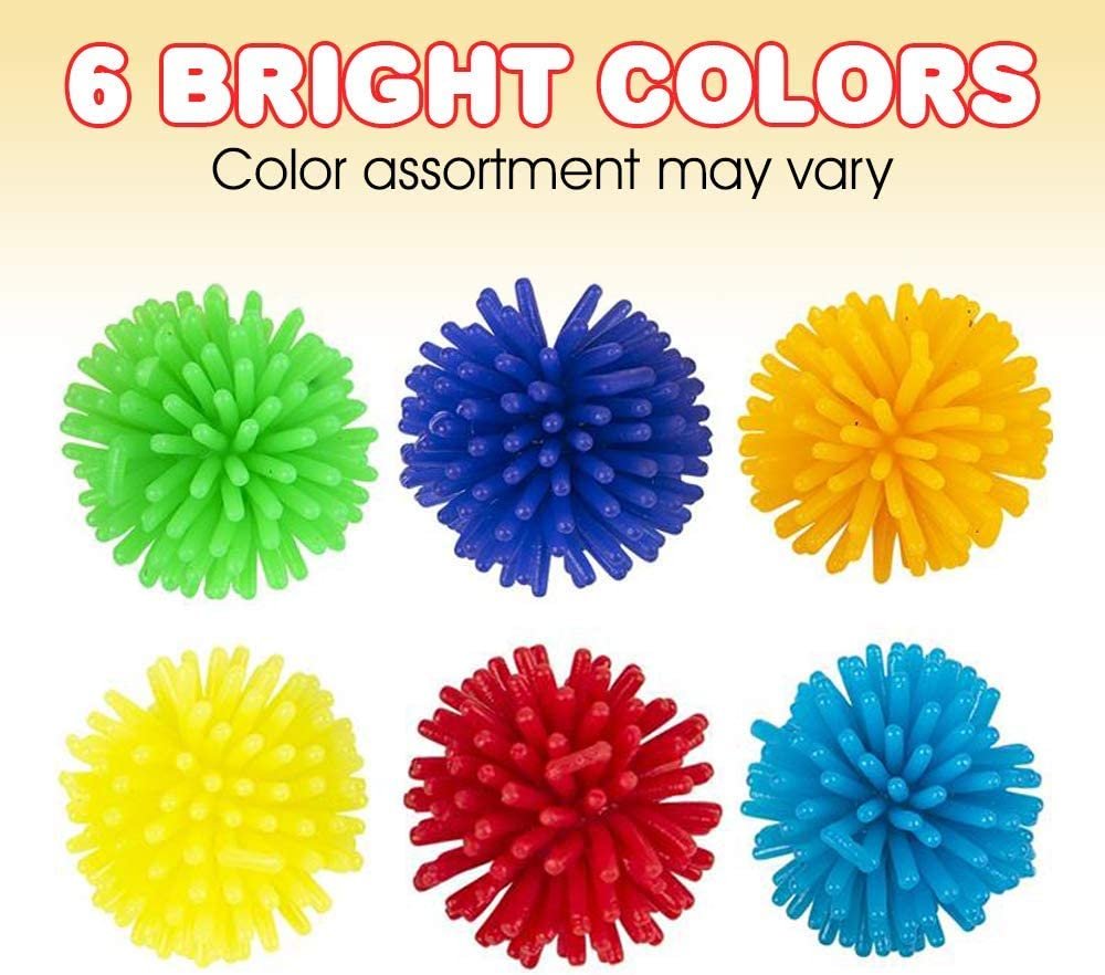 Spiky Hedge Balls for Kids, Sensory Fidget Balls in Vibrant Colors - Bulk Pack of 24