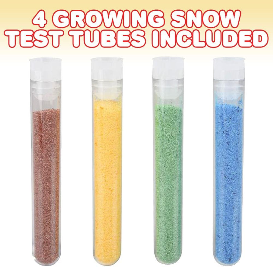 Growing Snow Crystal Test Tubes, Set of 4, Science Kit for Kids, Snow Experiment Set, Educational STEM Toys for Boys and Girls, Unique Birthday Party Favors for Children
