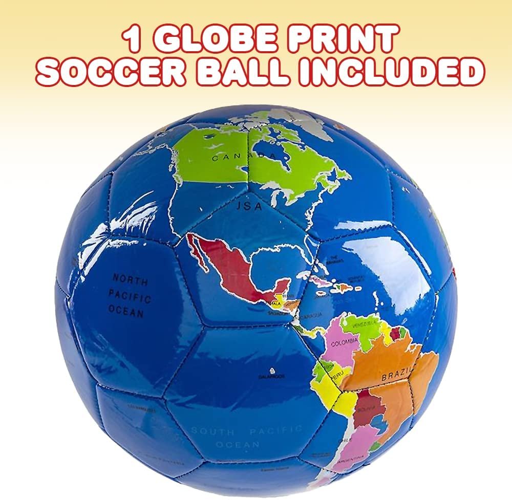 Globe Soccer Playground Ball for Kids, Bouncy 9" Kick Ball for Backyard, Park, and Beach Outdoor Fun, Detailed Design, Durable Outside Play Toys for Boys and Girls - Sold Deflated