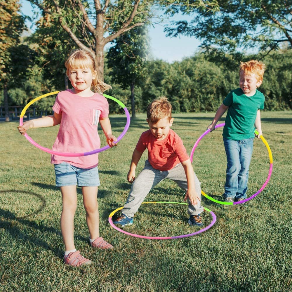 Detatchable Hula Hoops for Kids, Set of 6, Colorful Snap Together Adjustable Size Hoola Hoops, Playground Toys for Outdoor Fun, Birthday Party Favors for Boys and Girls