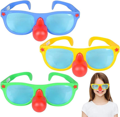 ArtCreativity Jumbo Clown Nose Glasses, Set of 3, Clown Costume Accessories in Vibrant Assorted Colors, Funny Photo Booth Props, Unique Birthday Party Supplies, Game Prizes for Kids and Adults