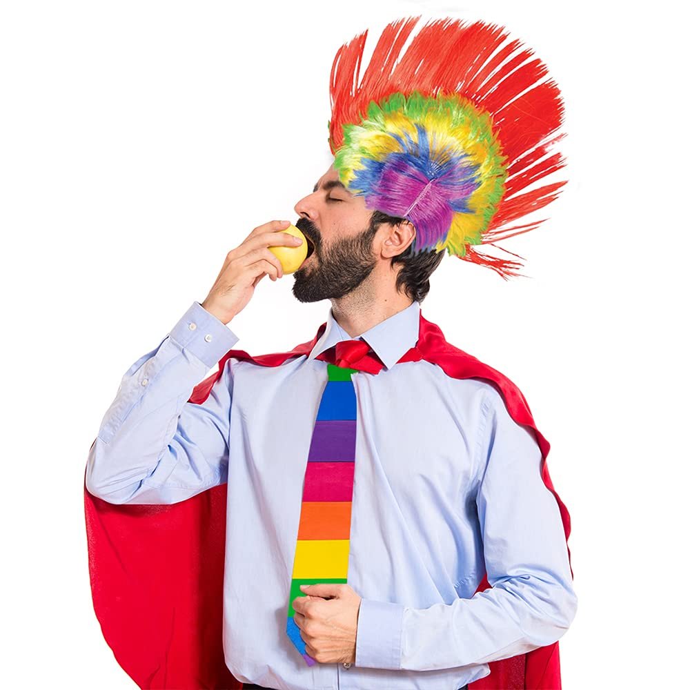P' Clown Punk-Perücke Irokesen-Mohawk - Schwarz-rot, Für Karneval, Cosplay & Mottopartys