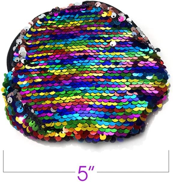 Rainbow Flip Sequins Coin Purses, Set of 4, Small Zipper Coin Bags for Girls, Cute Birthday Party Favors for Kids, Classroom Teacher Rewards, Goodie Bag Fillers