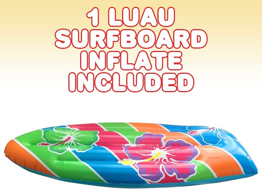 Luau Surfboard Inflate, 1 Piece, 34'' Inflatable Surfboard for Beach, Tropical and Luau Party Decorations, Inflatable Pool Toy for Kids and Adults, Beach Party Inflate