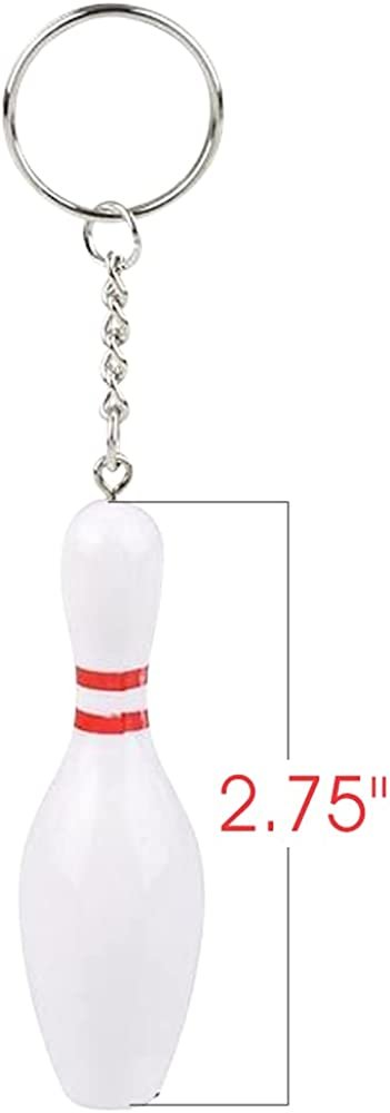 Bowling Pin Keychains for Kids, Set of 12, Perfect for Team Giveaways, Sports & Souvenir Favors, Victory Parties, Gifts for Athletes, Moms, Dads & Coaches