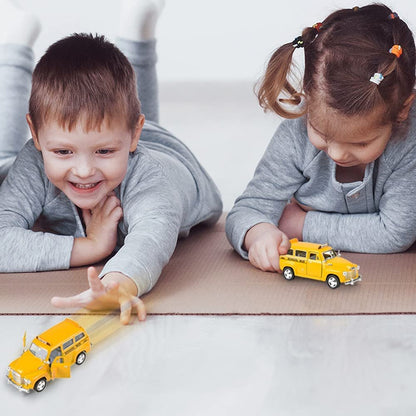 ArtCreativity Pullback Suburban School Bus Set, Includes 2, 4.75 Inch School Buses, Diecast Bus Playset with Pull Back Mechanisms, Great Birthday Gift Idea for Boys and Girls