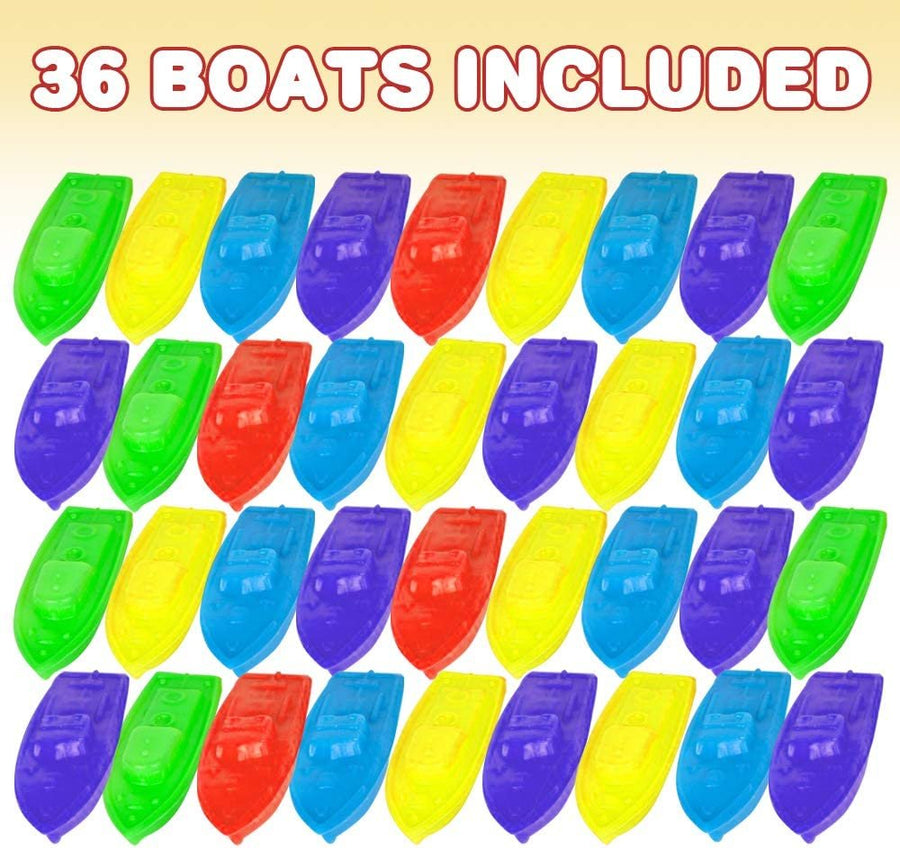 Blow Mold Toy Boats for Kids, Set of 36, Floating Plastic Pool and Bath Tub Toys in Vibrant Colors, Summer Water Toys for Lake, Beach, Bathtub, Cute Party Favors for Boys and Girls