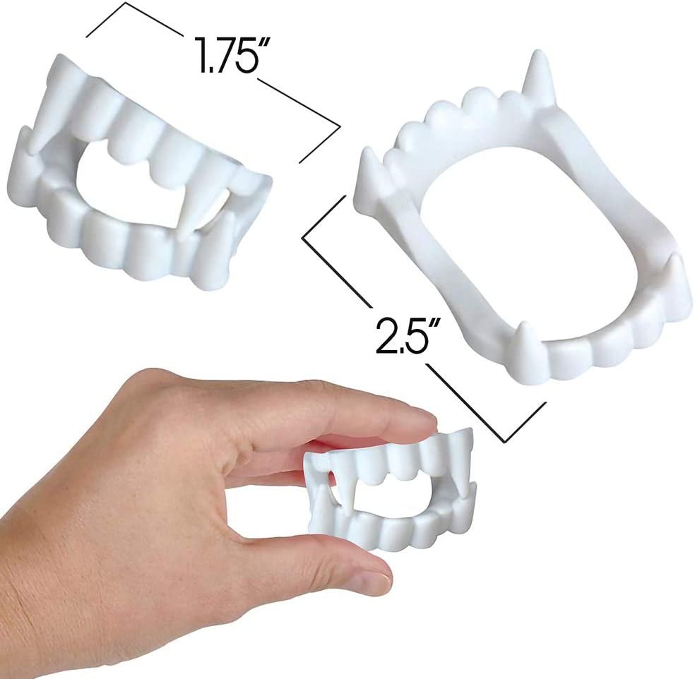White Vampire Fangs for Kids and Adults - Bulk Pack of 144 - Vampirina Party Supplies, Dracula Costume Accessories, Best for Halloween Party Favors, Treats, Décor, Goodie Bags