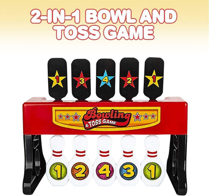 Gamie 2-in-1 Bowling and Tossing Game for Kids - Fun Indoor Carnival Game - Includes Base, Balls and Stickers - Durable Plastic - Cool Party Activity - Toss and Bowl Game for Toddlers, Boys, Girls