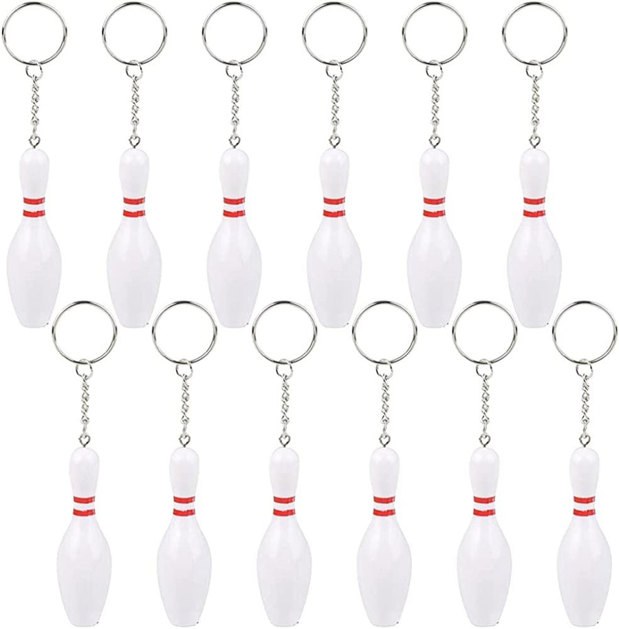 Bowling Pin Keychains for Kids, Set of 12, Perfect for Team Giveaways, Sports & Souvenir Favors, Victory Parties, Gifts for Athletes, Moms, Dads & Coaches