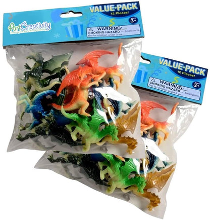 ArtCreativity Mini Dragons, Pack of 24, Colorful Assorted Designs, Dragon Figurines Party Favors, Piñata Fillers, Cake and Cupcake Toppers, Stocking Stuffers, Toys for Boys and Girls Ages 3+