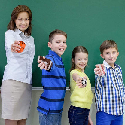 ArtCreativity Soft Stuff Sports Stress Balls, Set of 4, Includes Basketball, Football, Baseball, and Soccer Squeezable Anxiety Relief Balls, Cool Party Favors and Goodie Bag Fillers for Boys & Girls