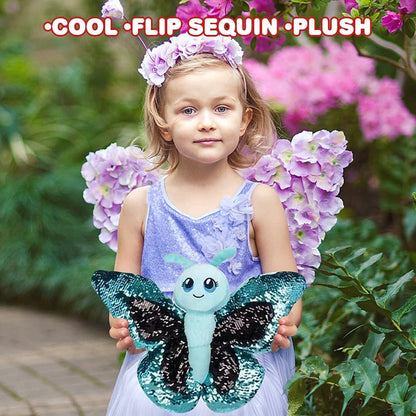 ArtCreativity Sequin Butterfly Toys, Set of 2, Plush Butterfly Toy with Color Changing Sequins, Cute Nursery Décor, Butterfly Party Decorations, Fidget Toys for Kids, Stress Relief Toys for Children