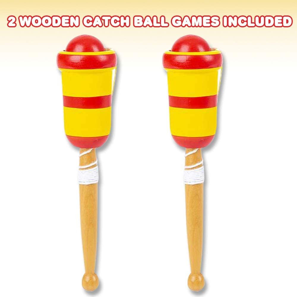 Wooden Catch Ball Game, Set of 2, Vintage Catch Toys for Kids, Wood Design, Indoor and Outdoor Games for Backyard, Park, and Beach Fun, Best Gift Idea