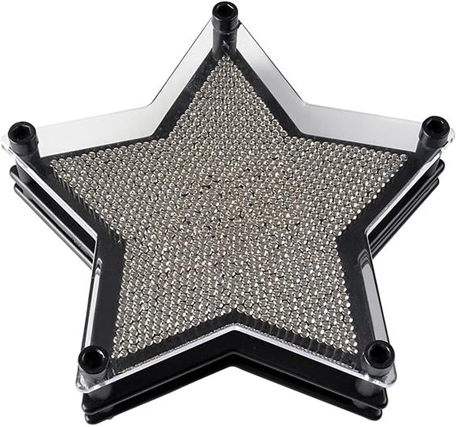 6" Star Pin Art Game for Kids-Adults Pin Art Toy for Autistic Kids-Stainless Steel Metal Pins, Sturdy Plastic Frame-Great Party Favor, Gift for Boys-Girls, Office Desk Decoration