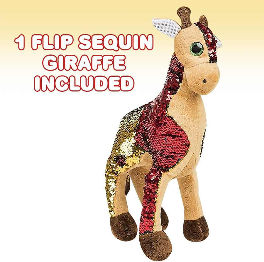 Flip Sequin Giraffe Plush Toy, 1 PC, Soft Stuffed Giraffe with Color Changing Sequins, Cute Home and Nursery Animal Decorations, Calming Fidget Toy for Girls and Boys, 15"es