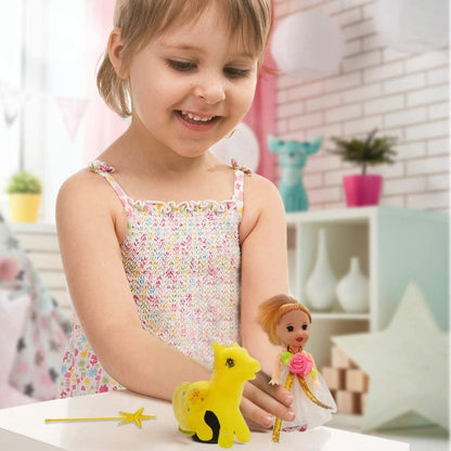 ArtCreativity Princess Pony Doll Play Set for Girls, Cute Playset with Doll, Horse, 4 Dresses, and Magic Wand, Durable Princess Pretend Play Toys, Best Holiday and Birthday Gift for Girls