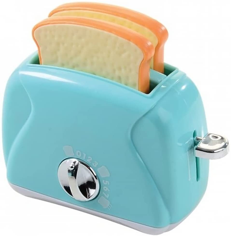 Toy Toaster for Kids, Pop-Up Toaster Toy with 2 Play Bread Pieces, Kids Play Kitchen Accessory with Working Dial Timer, Kitchen Pretend Play Toys for Boys and Girls