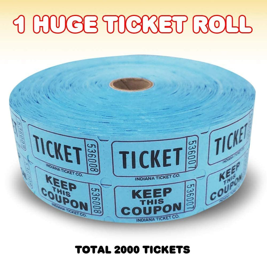 Double Carnival Tickets Roll with 2000 Tickets, Numbered Event Admission Tickets for Kids’ Fair, Fundraiser, Musical Festival, Movie Screening, High-Quality Card Stock Paper, Blue