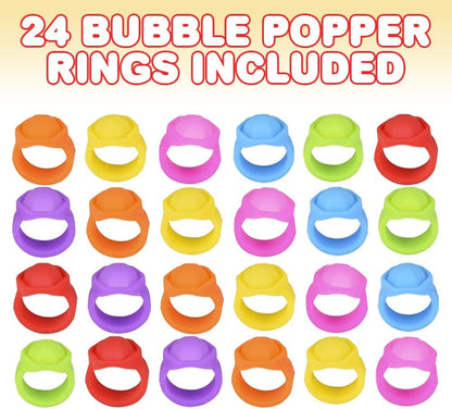 ArtCreativity Bubble Popper Rings for Kids, Set of 24, Pop it Fidget Ring Toys for Fun on The Go, Portable Pop It Fidgets in Assorted Colors, Birthday Party Favors for Kids and Anxiety Relief Toys