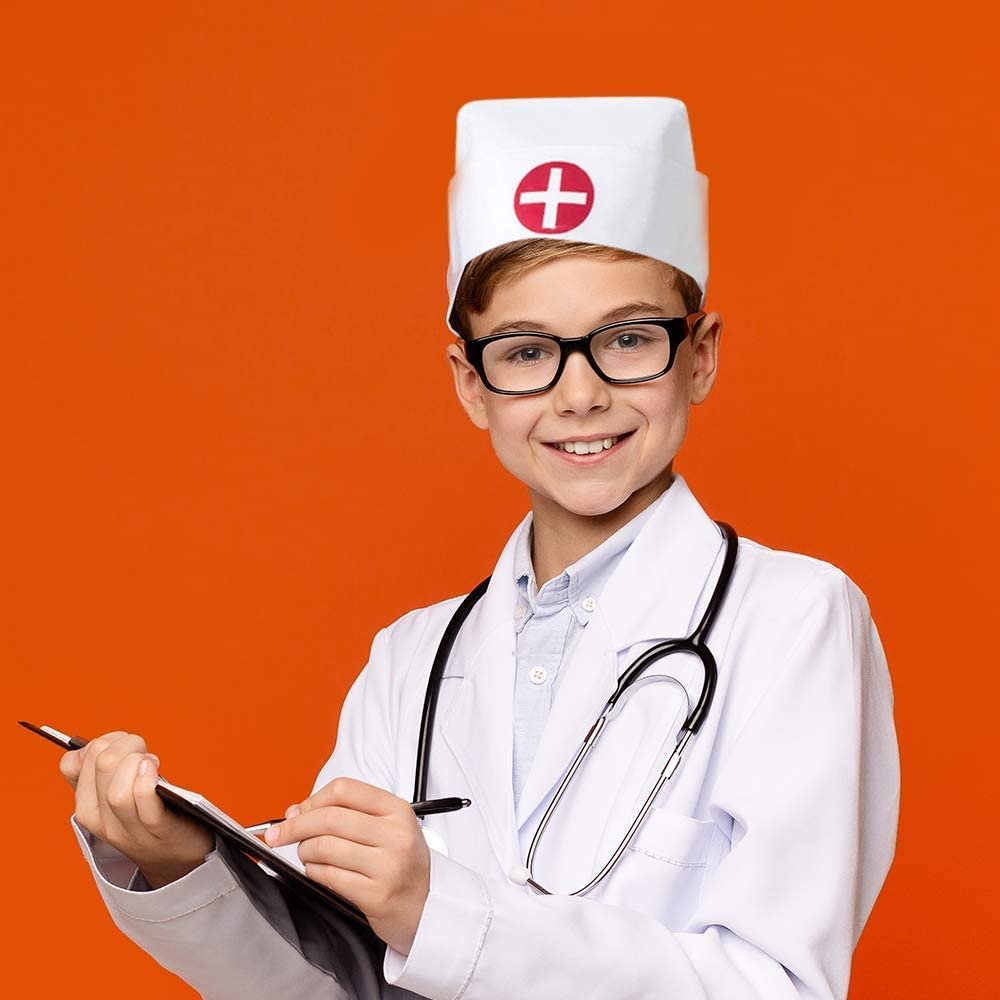 Classic Nurse Hat for Kids, Retro Nurse Cap for Halloween Nursing Costume, Stage Play Outfit, or Pretend Play, Fun Nurse Graduation Party Supplies, Favors, and Decorations