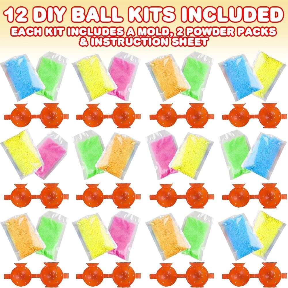 Make Your Own Bouncy Ball Kit, Set of 12 Individual Kits, DIY Arts & Crafts for Kids, Each One Makes 2 Bouncing Balls, Science Project for Boys and Girls, Educational Toys, Party Favors