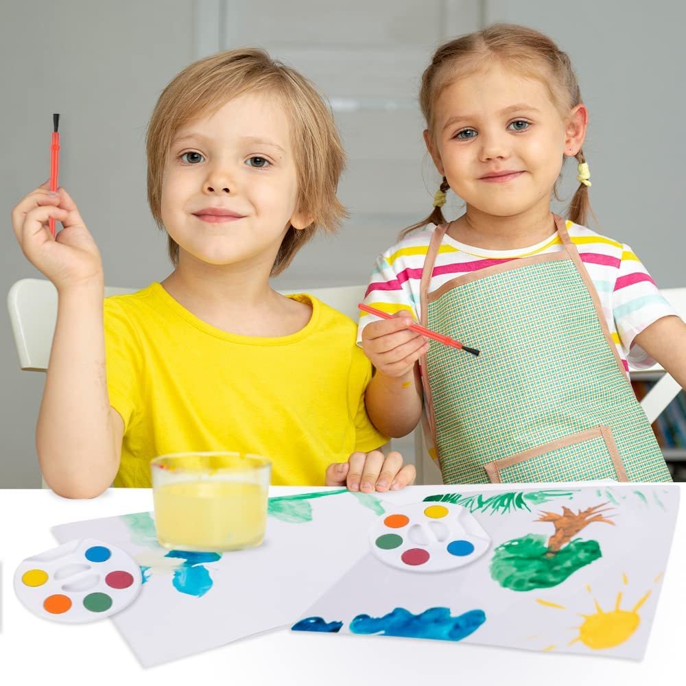 Mini Watercolor Kids Paint Set, Pack of 24, Bulk Kids Paint Palette, 5 Color Mini Paint Set Kit with Brushes, Art Party Favors for Kids 3-5 Boys & Girls, Educational Paint Party Favors for Kids Party