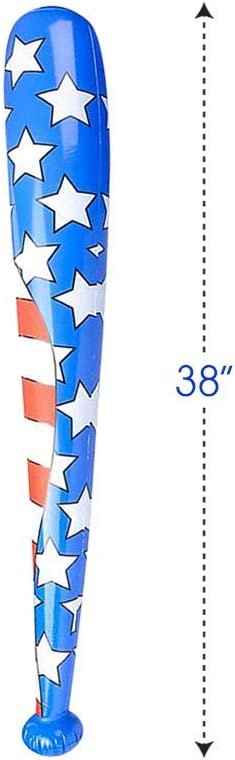 ArtCreativity American Flag Baseball Bat Inflate, Set of 3, Patriotic Costume Accessories, 4th of July Décor and Party Favors, US Flag Day, Memorial Day, and Independence Day Party Decorations