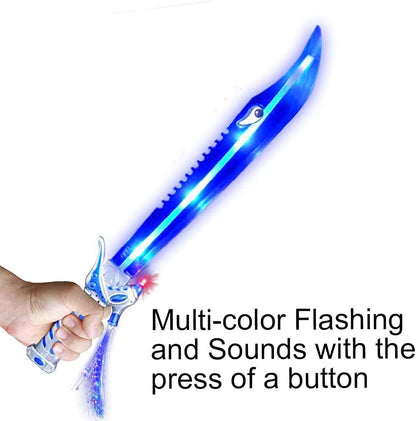 ArtCreativity Fiber Optic Shark Sword with Cool LED & Sound Effects, Set of 2, 23.5 Inch Toy Swords for Kids, Halloween Dress-Up Costume Accessories, Best Birthday Gift for Boys and Girls