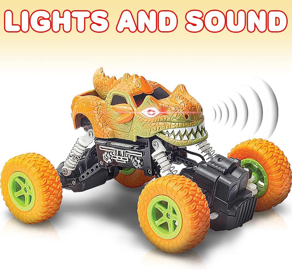 ArtCreativity 7.25” Remote Control Dinosaur Monster Truck Dino RC Toy Car | Battery Operated | Unique Birthday Gift for Boys, Girls, Toddler | Large Carnival Prize