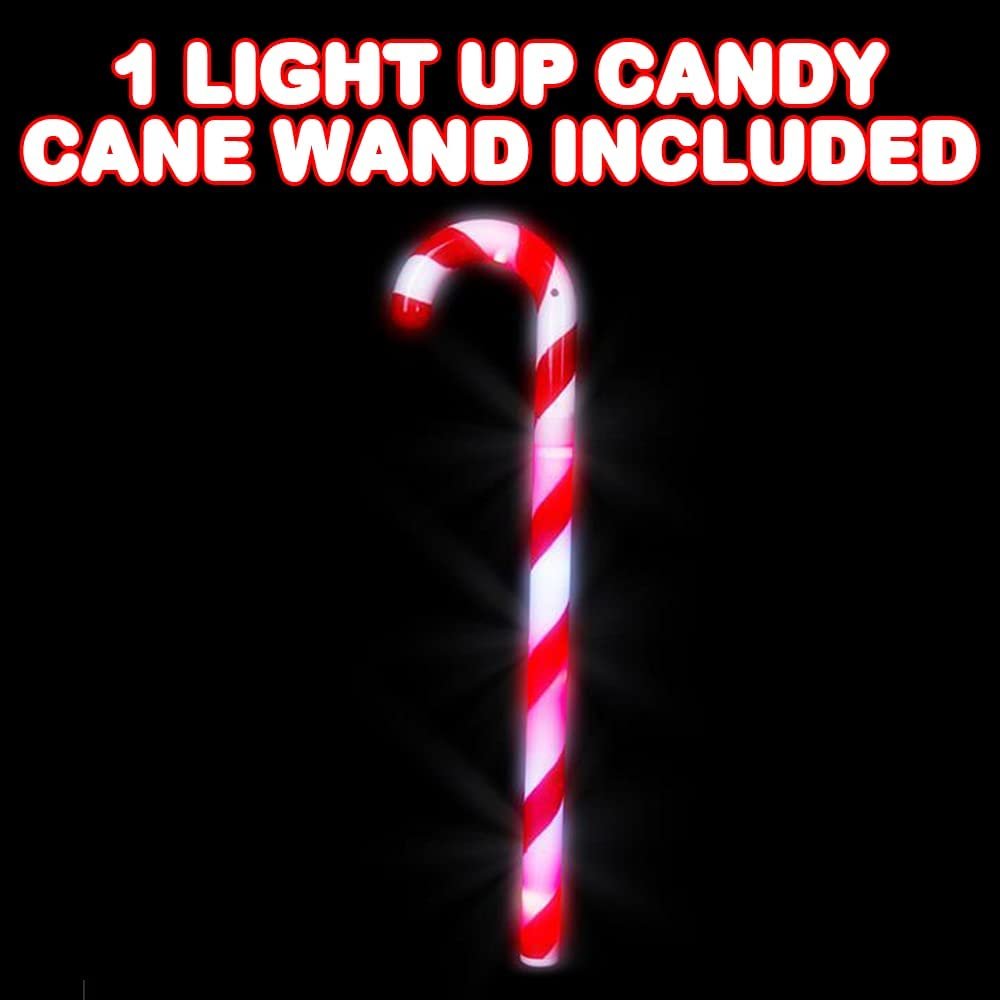 ArtCreativity Light Up Candy Cane Wand, 16 Inch Flashing LED Wand for Kids with Batteries Included, Thrilling Light Show, Fun Gift, Holiday-Stocking Stuffer for Boys and Girls