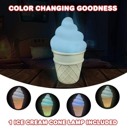 ArtCreativity Color Changing Ice Cream Cone Lamp, LED Night Light Cycles Through Awesome Colors, Battery Operated Decorative Lighting, Bedroom Décor Nightlight, Great Gift Idea for Kids