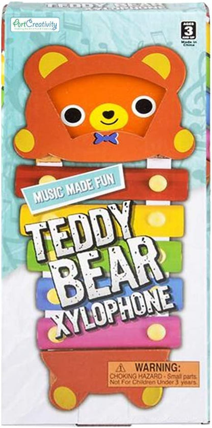 ArtCreativity Teddy Bear Xylophone, 1PC, Fun Musical Instruments for Kids, Colorful Xylophone Music Toy with 2 Sticks, Development Learning Toys for Boys and Girls, Great Birthday Gift Idea