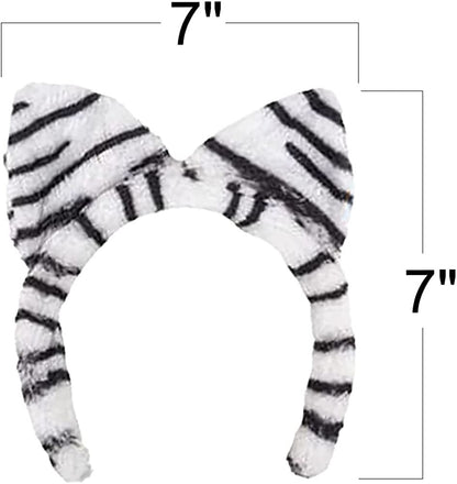 ArtCreativity Plush Tiger Ears, Set of 12, White and Orange Tiger Ear Headbands, Jungle Party Favors, Zoo Birthday Party Supplies, Animal Party Photo Booth Props, Tiger Costume Accessories for Kids