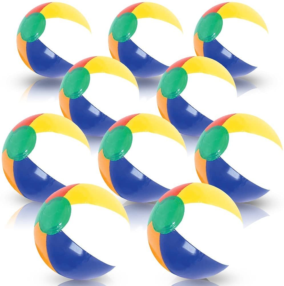 Multicolored Beach Balls, Pack of 12, Summer Toys for Kids, Decorations for Hawaiian, Beach, Rainbow, and Pool Party, Beach Ball Party Favors for Boys and Girls