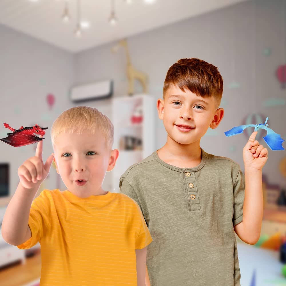 Balance Dragon Toys for Kids - Set of 2 - Balancing Dragon Figurines with Pyramid Display Stands - Office Desk Toys for Adults - Stress Relief Sensory Fidget Balancing Bird Toys for Kids