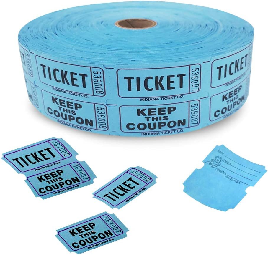 ArtCreativity Double Carnival Tickets Roll with 2000 Tickets, Numbered Event Admission Tickets for Kids’ Fair, Fundraiser, Musical Festival, Movie Screening, High-Quality Card Stock Paper, Blue
