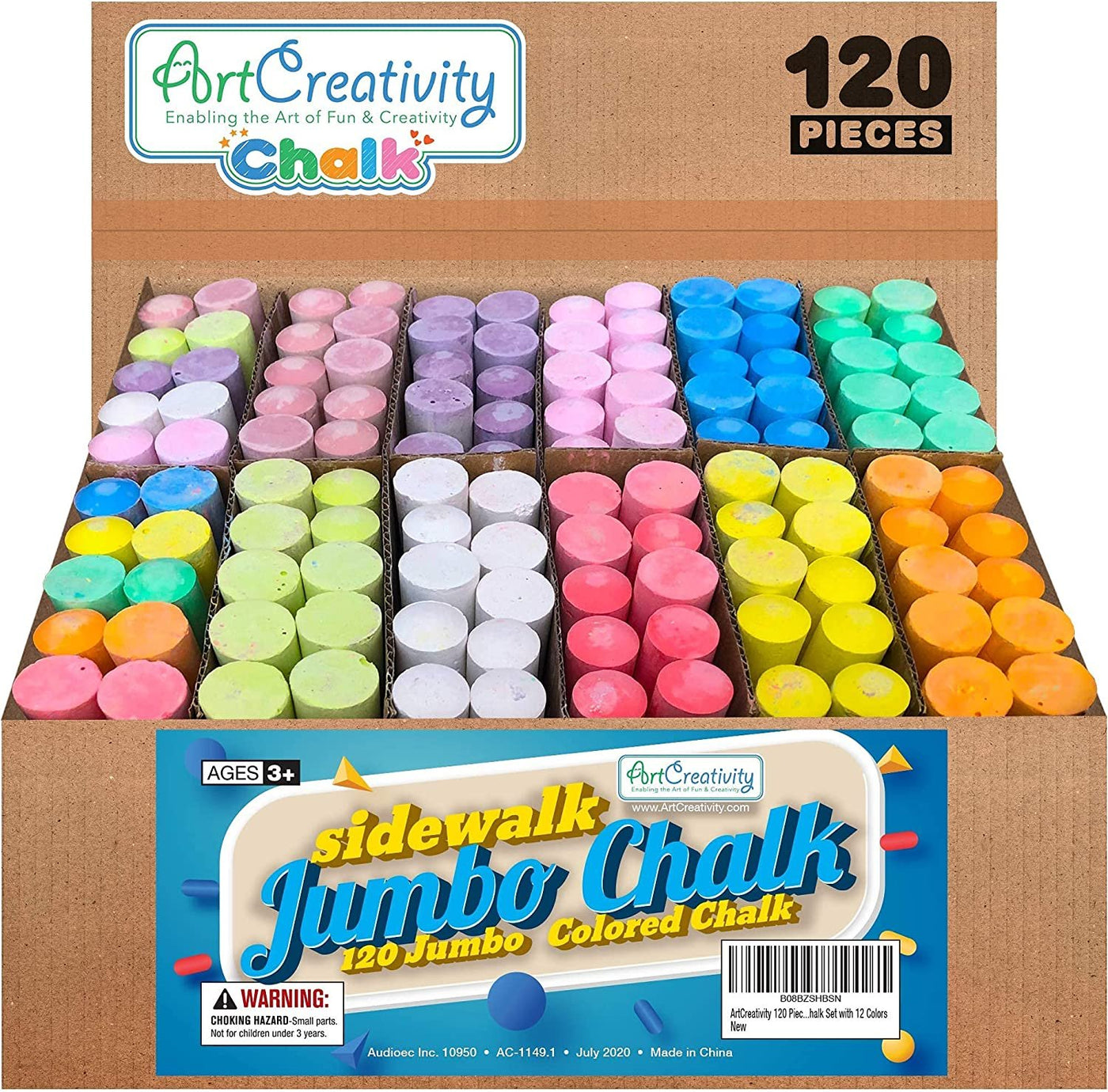 12 Pack Colored Chalk Sidewalk Chalk Outdoor Dustless Washable for  Chalkboard