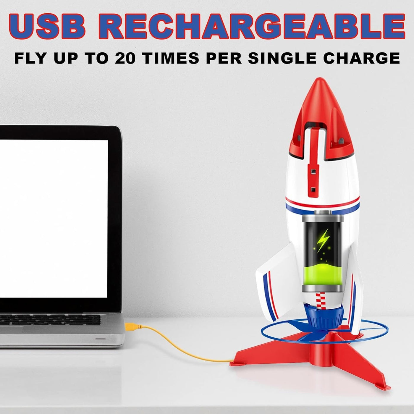 Electric Rocket Launcher Toy for Kids, Rechargeable Rocketship Toy wit ...