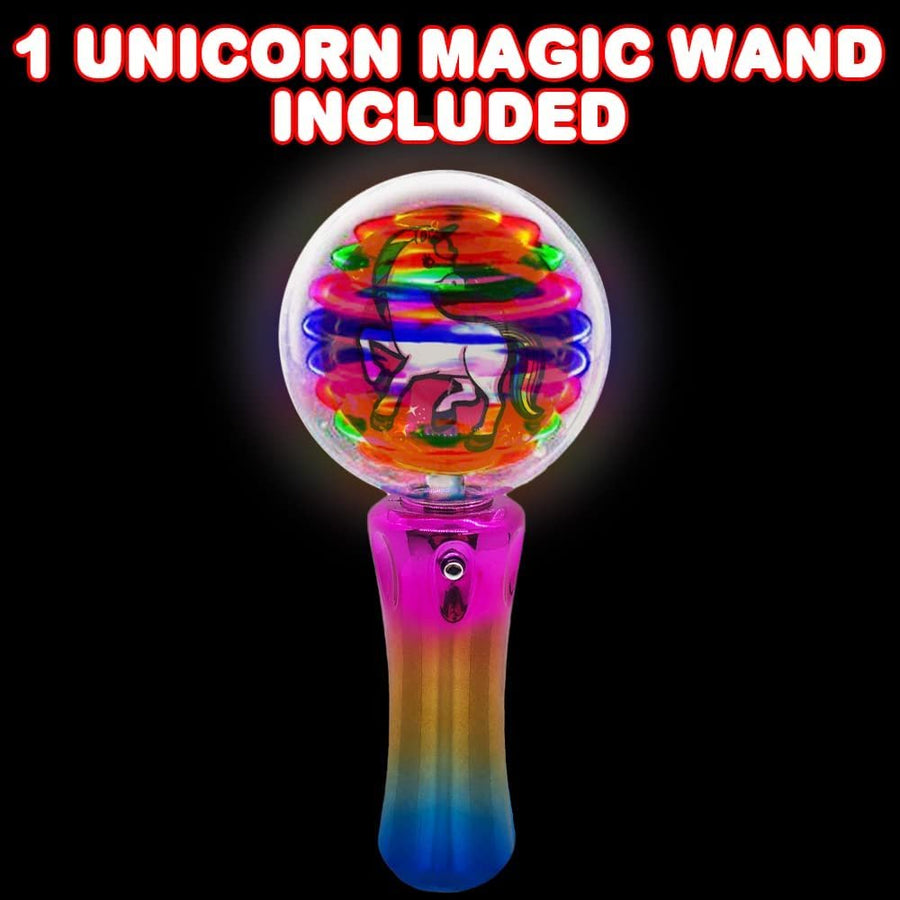 Light Up Magic Unicorn Wand, 7.5" LED Spinning Wand Toy for Kids, Batteries Included, Great Gift Idea for Boys and Girls, Unicorn Birthday Party Favor, Carnival Prize