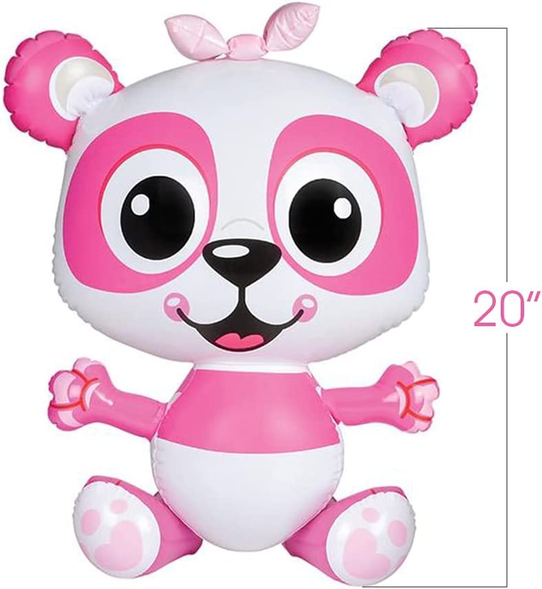 ArtCreativity Pink Panda Inflates, Set of 2, Blow-Up Panda Inflates for Birthday Party Favors, Party Decorations and Supplies, Pool Party Float, and Game Prize for Kids